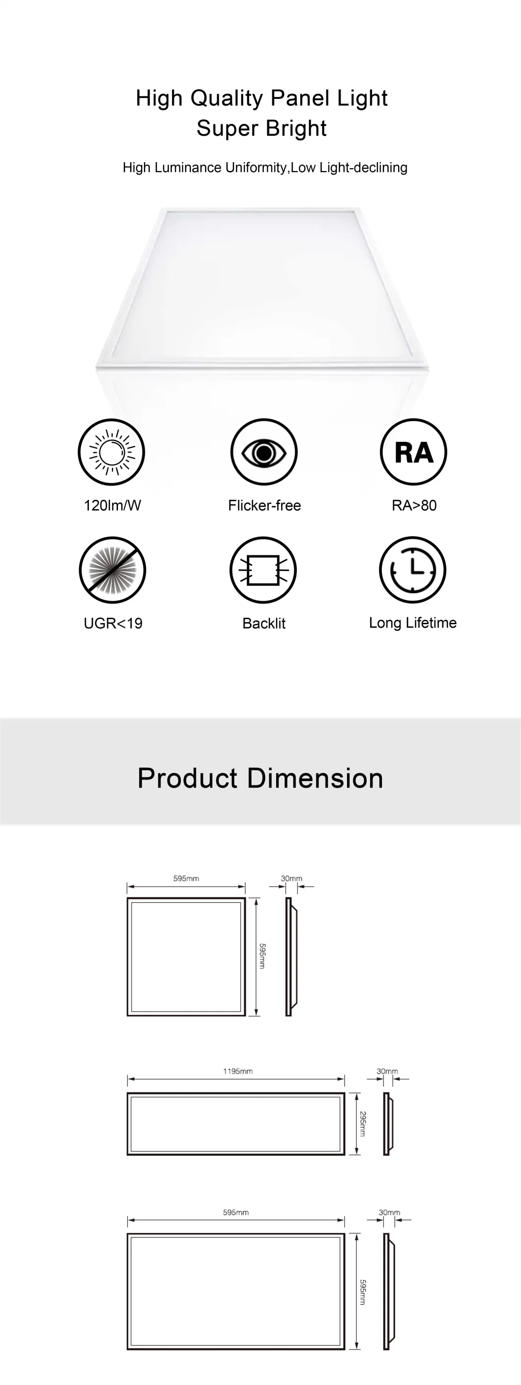 600*600, 1200*300, 200*600 LED Backlit Panel Light with CE/CB/ENEC Certification Factory