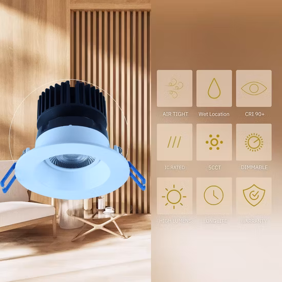 55 mm Ausschnitt, intelligentes Badezimmer, Schlafzimmer, quadratisch, rund, LED-Innenbereich, kommerzielle Beleuchtung, Einbau-Downlight, Deckeneinbau-COB-Strahler, Spot-Down-Licht
